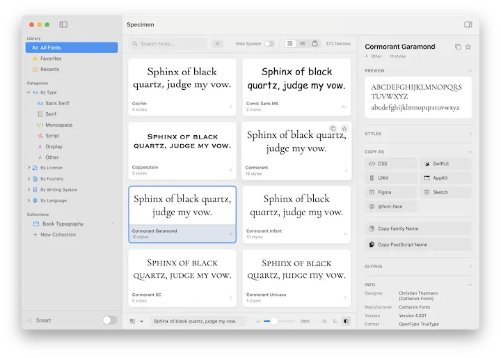 Specimen screenshot